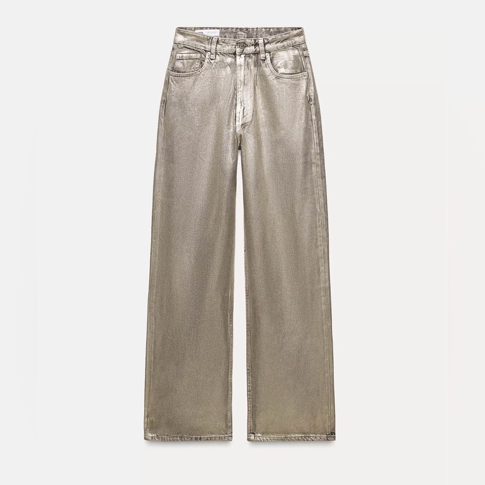 ZW mid waist loose foil Jeans